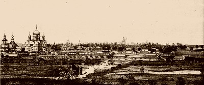 Вид Серафимо-Дивеевского монастыря с юго-запада. Литография 1876 г.