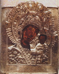 Казанская икона Божией Матери, принадлежавшая преподобному Серафиму. Первая четверть XIX века. Серафимо-Дивеевский монастырь