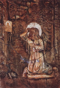 Моление на камне. Икона конца XX века. Резьба по дереву