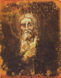 Портрет преподобного Серафима, написанный дивеевскими сестрами на доске от его гроба. Серафимо-Дивеевский монастырь